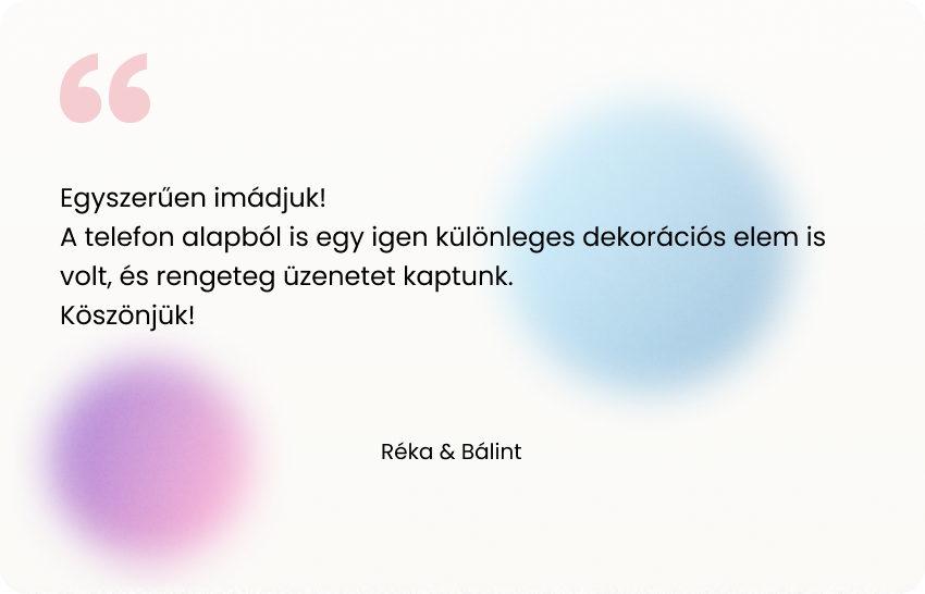 Telefonos vendégkönyv Audio vendégkönyv esküvőre